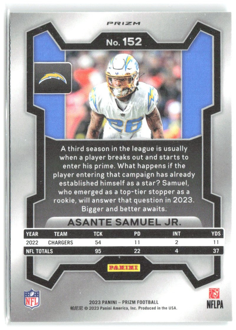 Asante Samuel Jr. Panini Prizm - Green 152 2023 Los Angeles Chargers