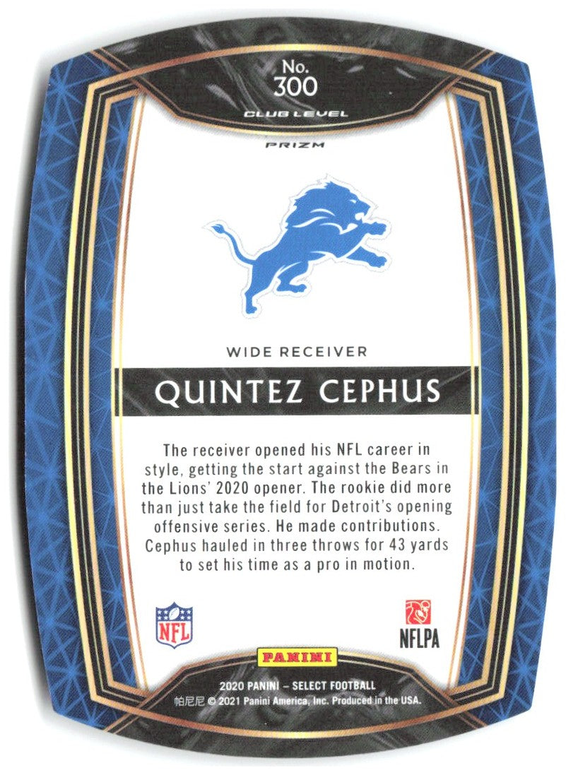 Quintez Cephus Panini Select - Purple Prizm Die Cut 300 2020 Detroit Lions