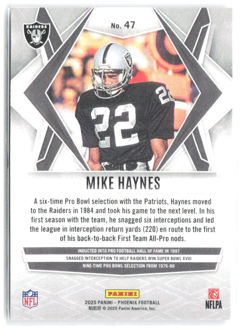 Mike Haynes Panini Phoenix - Silver Pyramids Prizm 47 2025 Los Angeles Raiders