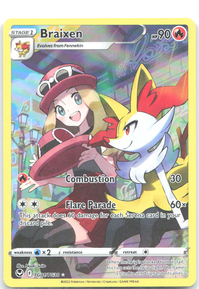 Braixen Holo Ultra Rare SWSH12: Silver Tempest Trainer Gallery TG01/TG30 NM Naoki Saito