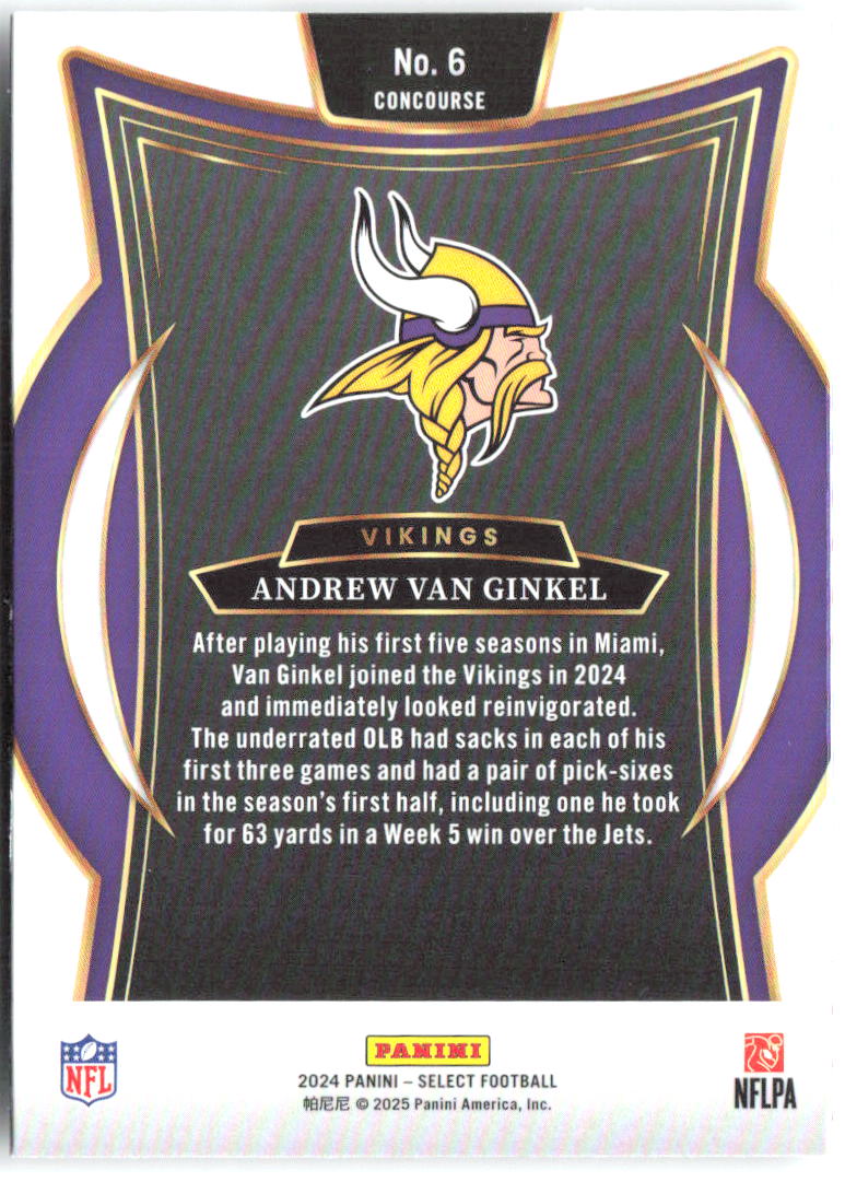Andrew Van Ginkel Panini Select 6 2024 Minnesota Vikings