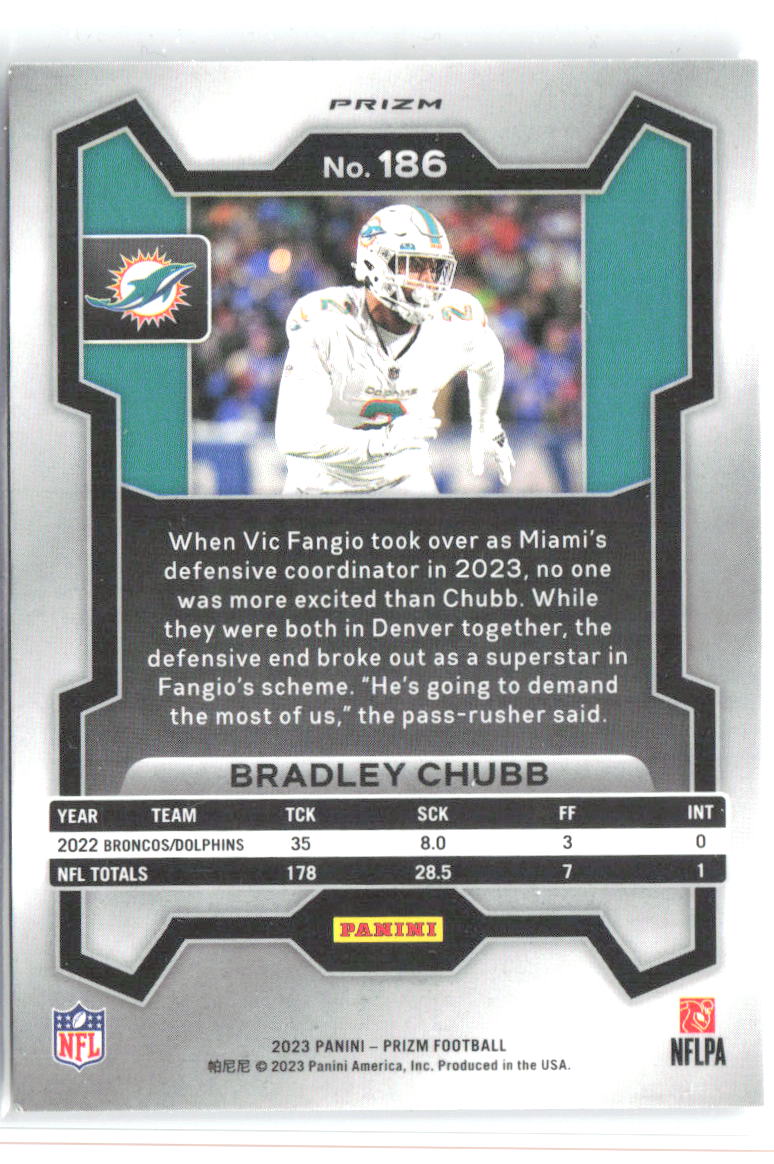 Bradley Chubb Panini Prizm - Silver 186 2023 Miami Dolphins