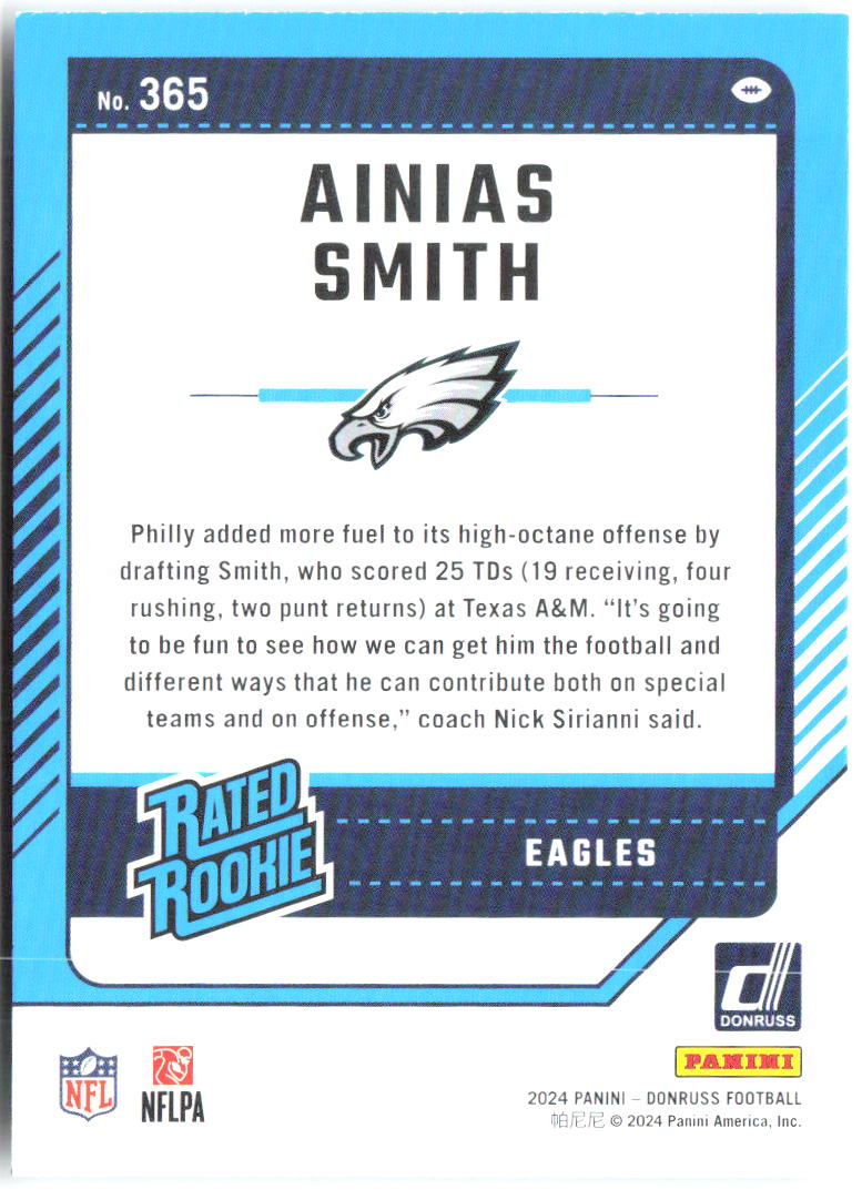 Ainias Smith Donruss 365 2024 Philadelphia Eagles RC