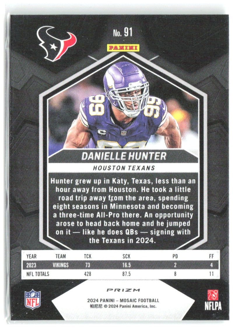 Danielle Hunter Panini Mosaic - Mosaic Green 91 2024 Houston Texans