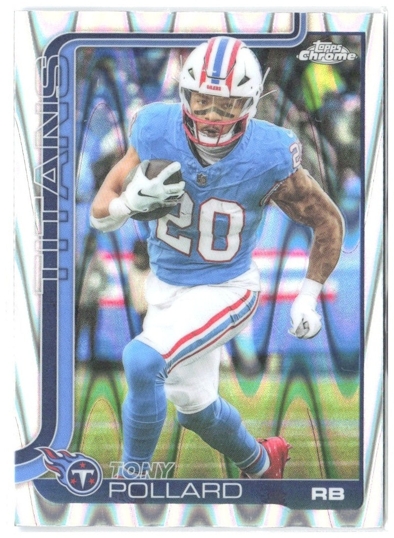 Tony Pollard Topps Chrome - Ray Wave Refractor 290 2025 Tennessee Titans
