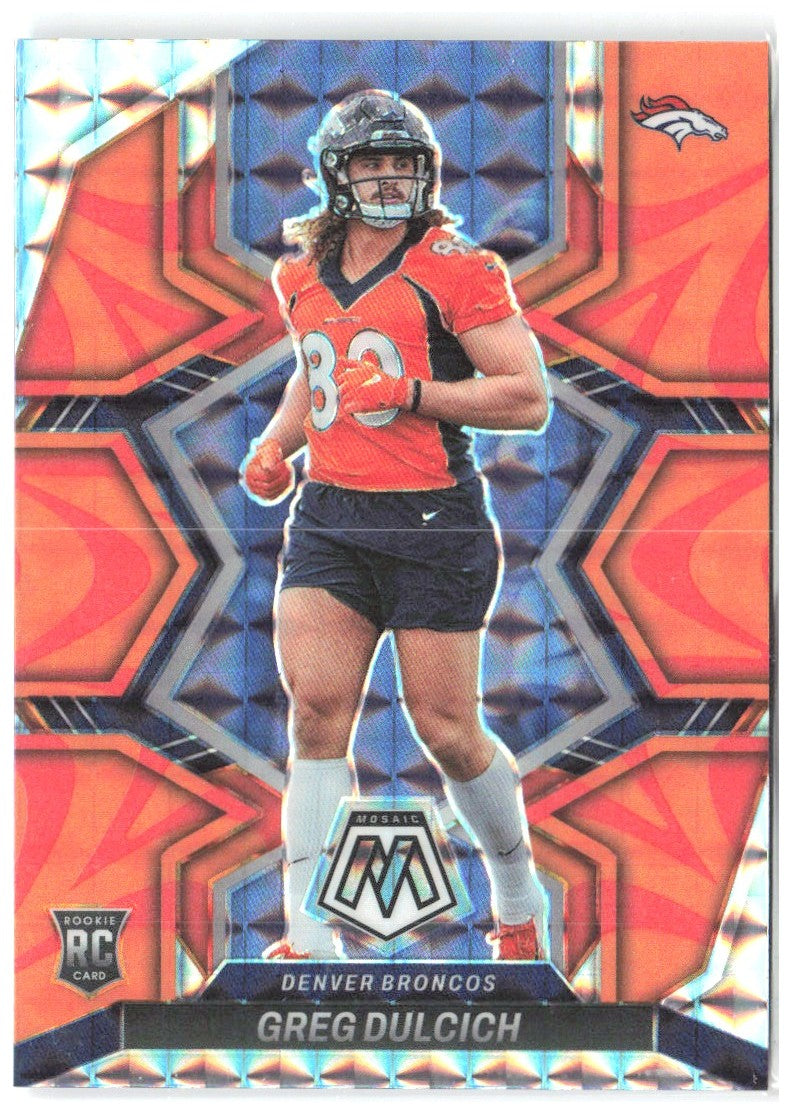 Greg Dulcich Panini Mosaic - Mosaic Reactive Orange 359 2022 Denver Broncos