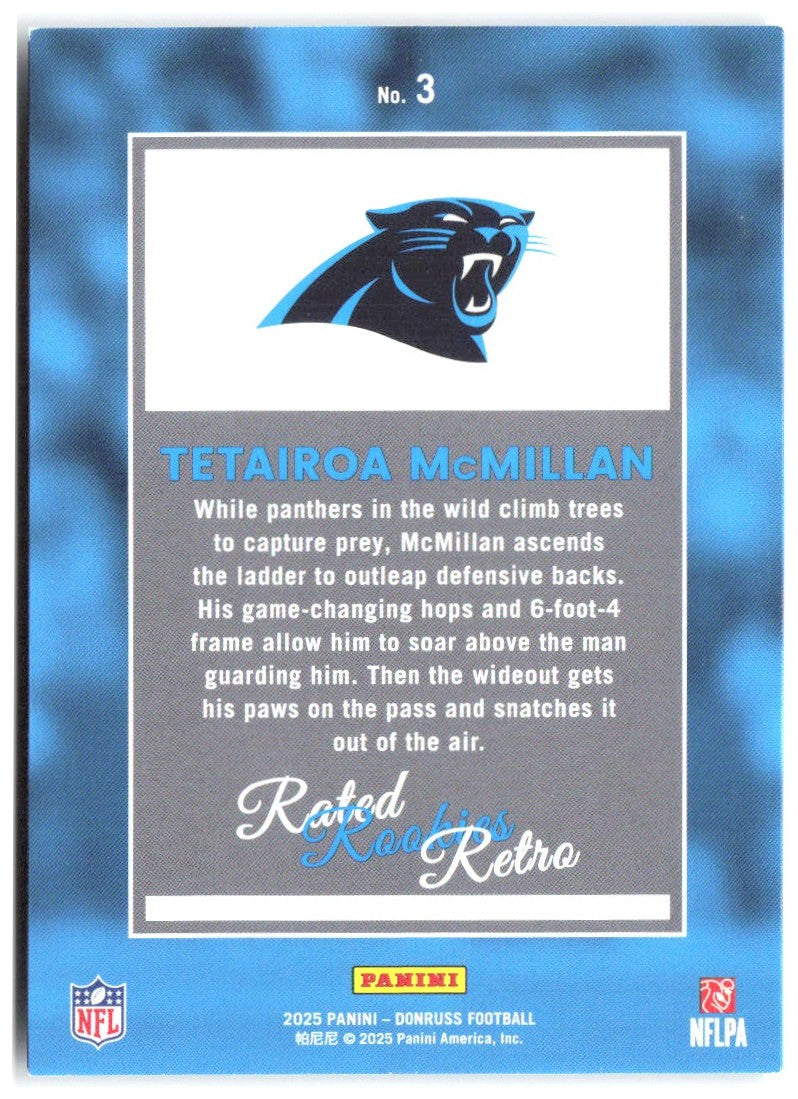 Tetairoa McMillan Donruss - Rated Rookies Retro 3 2025 Carolina Panthers