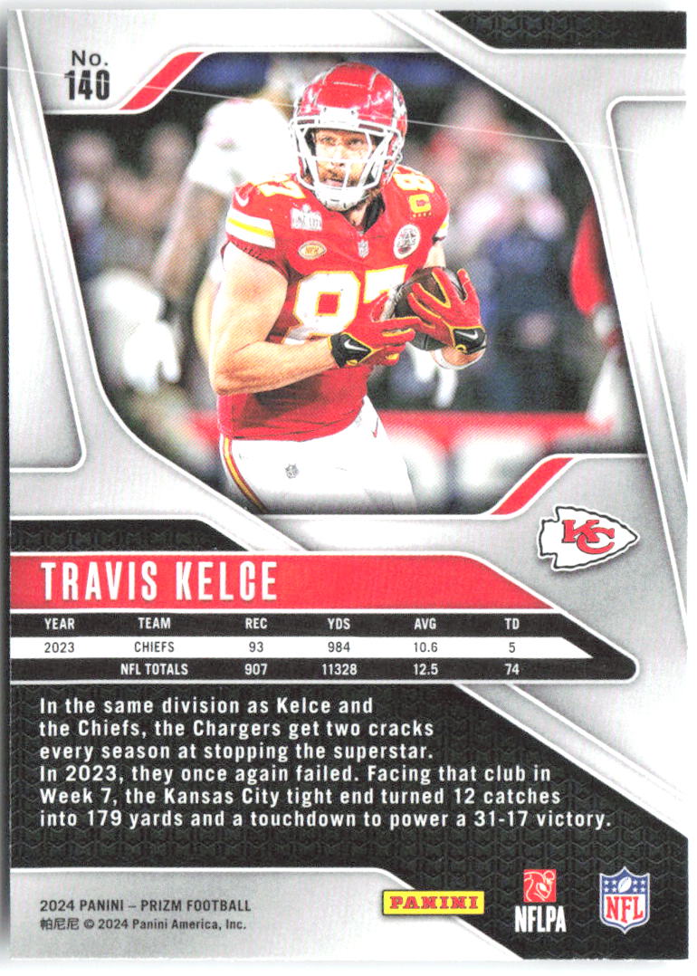 Travis Kelce Panini Prizm 140 2024 Kansas City Chiefs