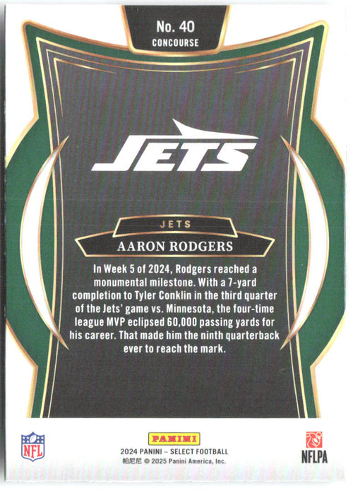 Aaron Rodgers Panini Select 40 2024 New York Jets