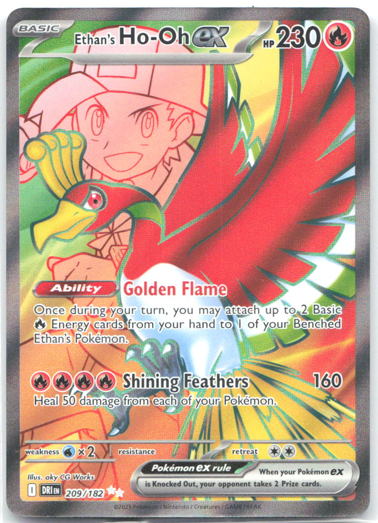 Ethan's Ho Oh ex Holo Ultra Rare SV10: Destined Rivals 209/182 NM aky CG Works
