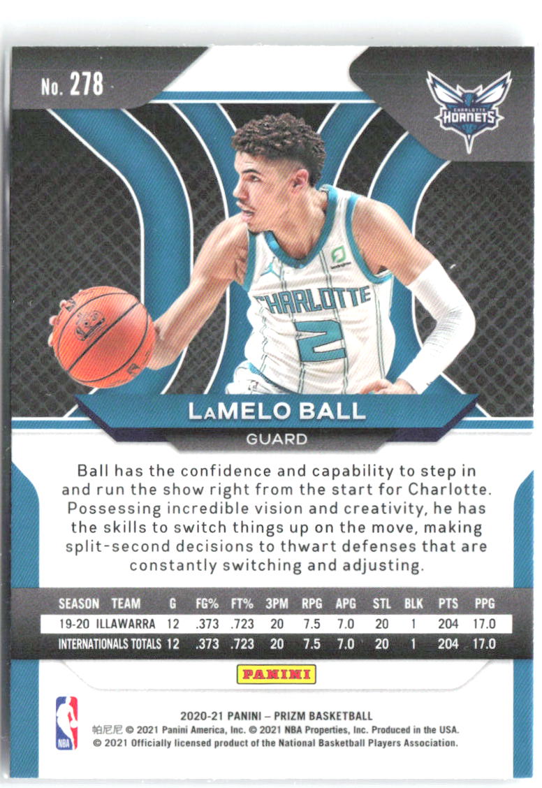 LaMelo Ball Panini Prizm 278 2020-21 Charlotte Hornets RC