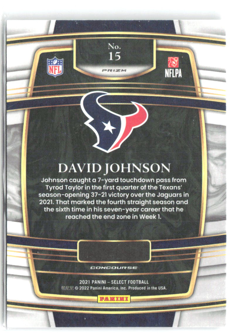 David Johnson Panini Select - Silver Prizm 15 2021 Houston Texans
