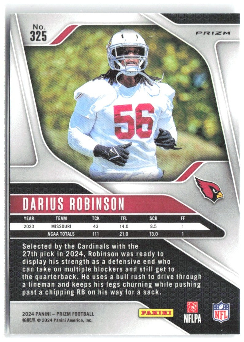 Darius Robinson Panini Prizm - Silver 325 2024 Arizona Cardinals