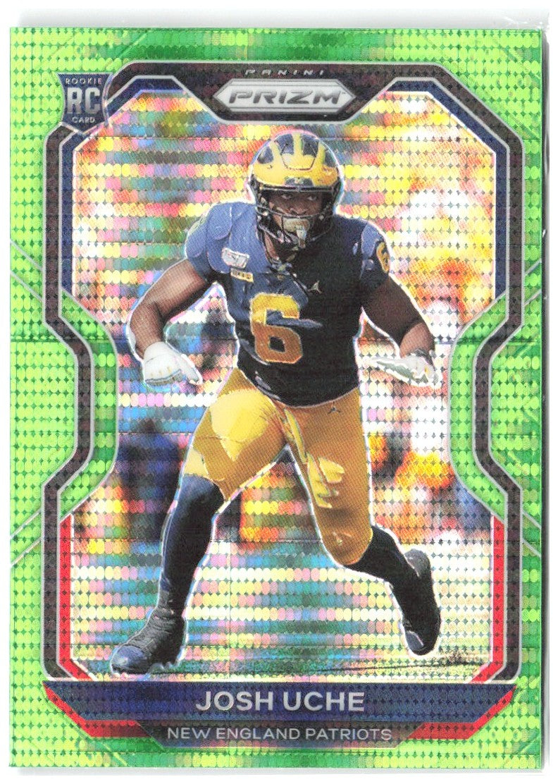 Josh Uche Panini Prizm - Prizm Neon Green Pulsar 369 2020 New England Patriots