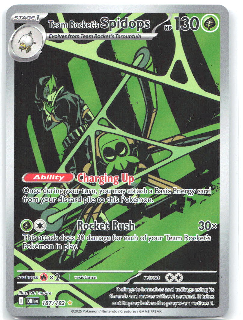 Team Rocket's Spidops Illustration Rare Destined Rivals 187/182 NM NC Empire