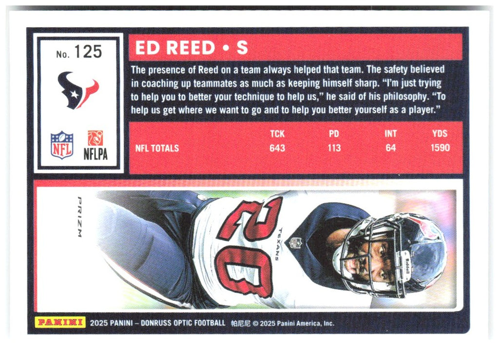 Ed Reed Donruss Optic - Holo 125 2025 Houston Texans