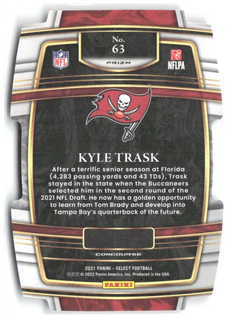 Kyle Trask Panini Select Red and Blue Prizm Die Cut 63 2021 Tampa Bay Buccaneers