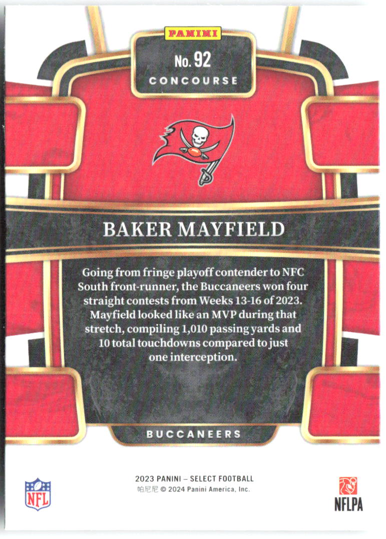 Baker Mayfield Panini Select 92 2023 Tampa Bay Buccaneers