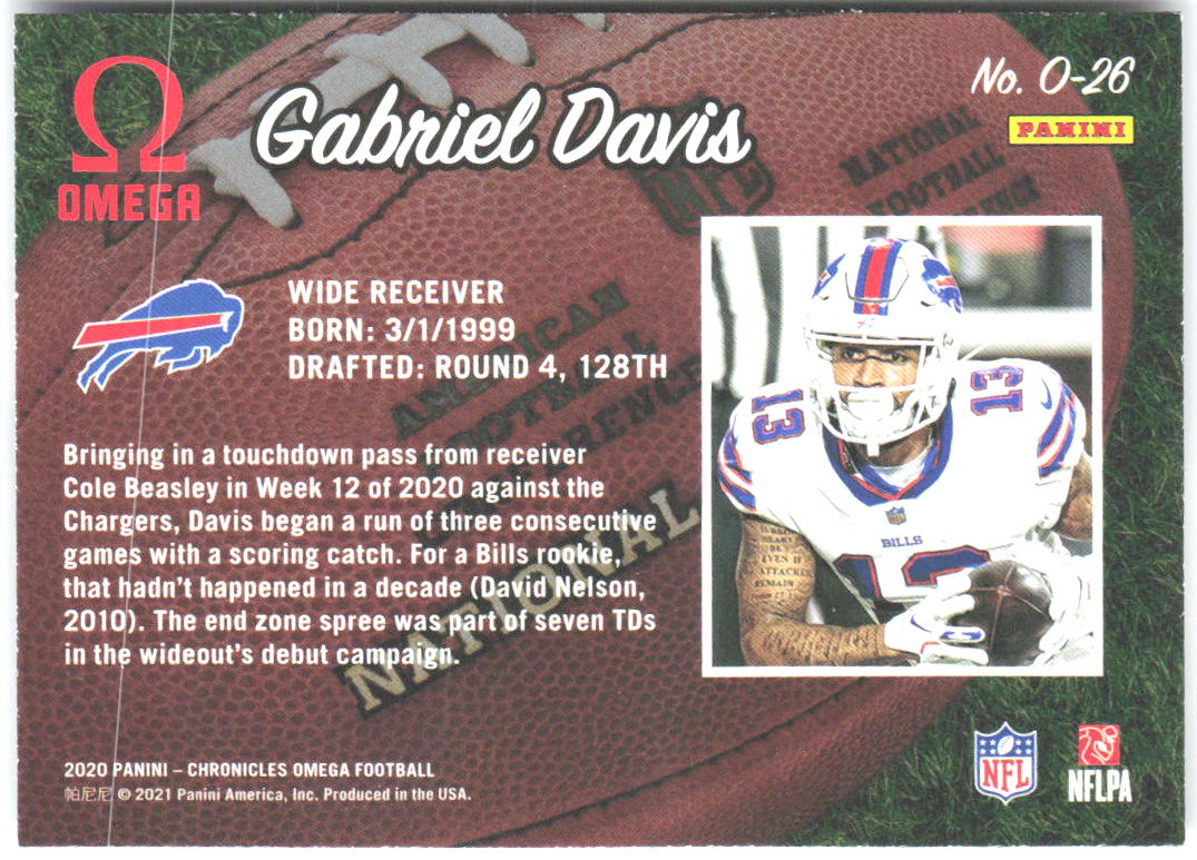 Gabriel Davis Panini Chronicles - Omega O-26 2020 Buffalo Bills