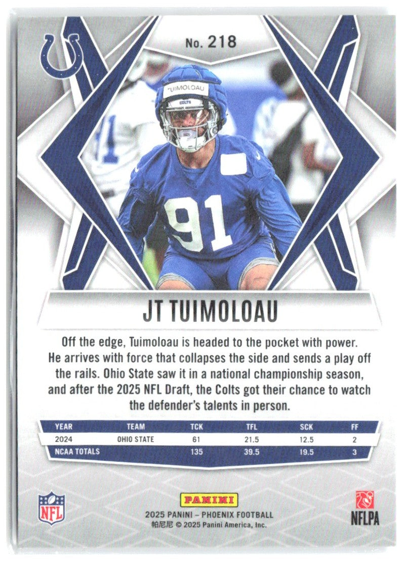 JT Tuimoloau Panini Phoenix - Silver Lava Prizm 218 2025 Indianapolis Colts
