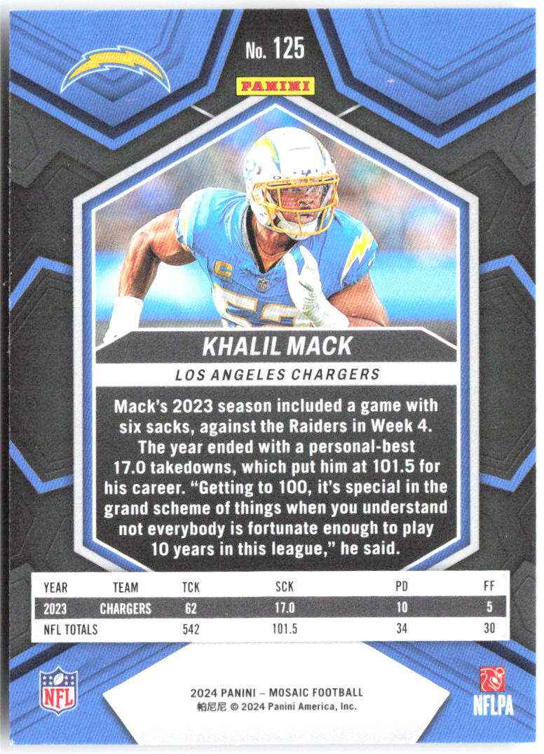 Khalil Mack Panini Mosaic 125 2024 Los Angeles Chargers