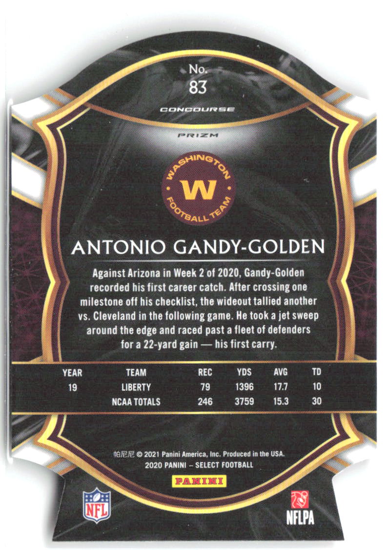 Antonio Gandy-Golden Panini Select - Red Prizm Die Cut 83 2020 Washington Football Team