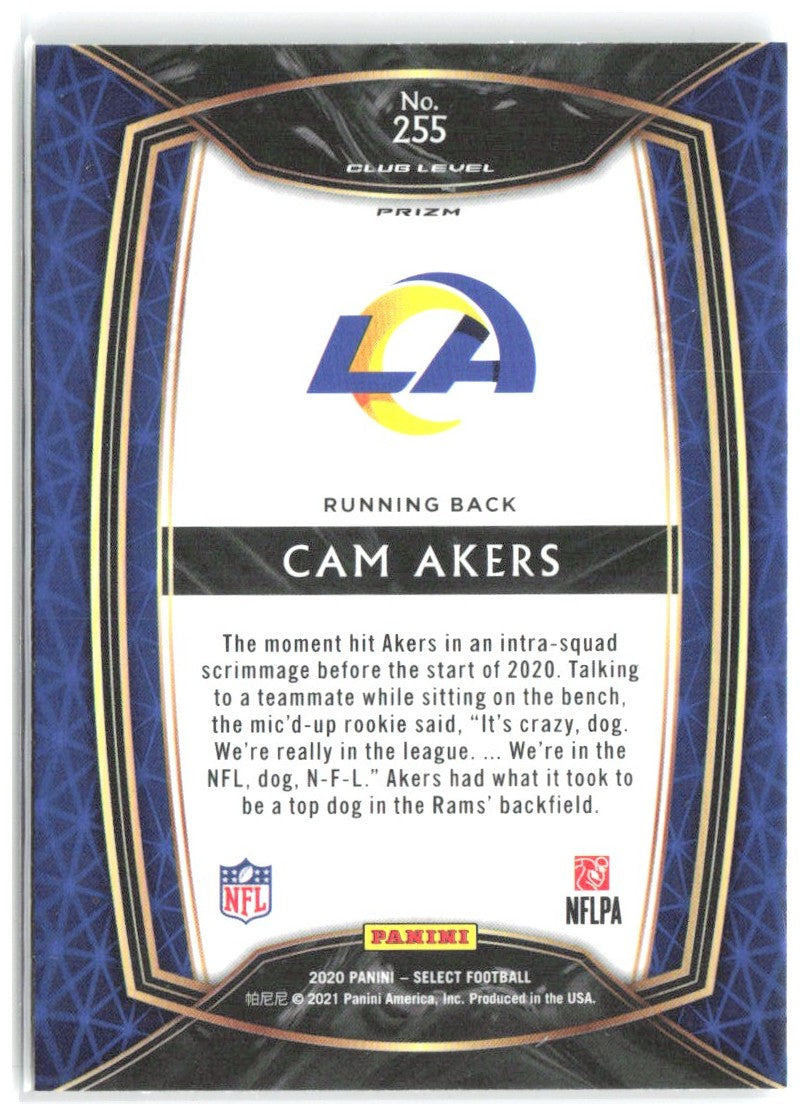 Cam Akers Panini Select - Silver Prizm 255 2020 Los Angeles Rams