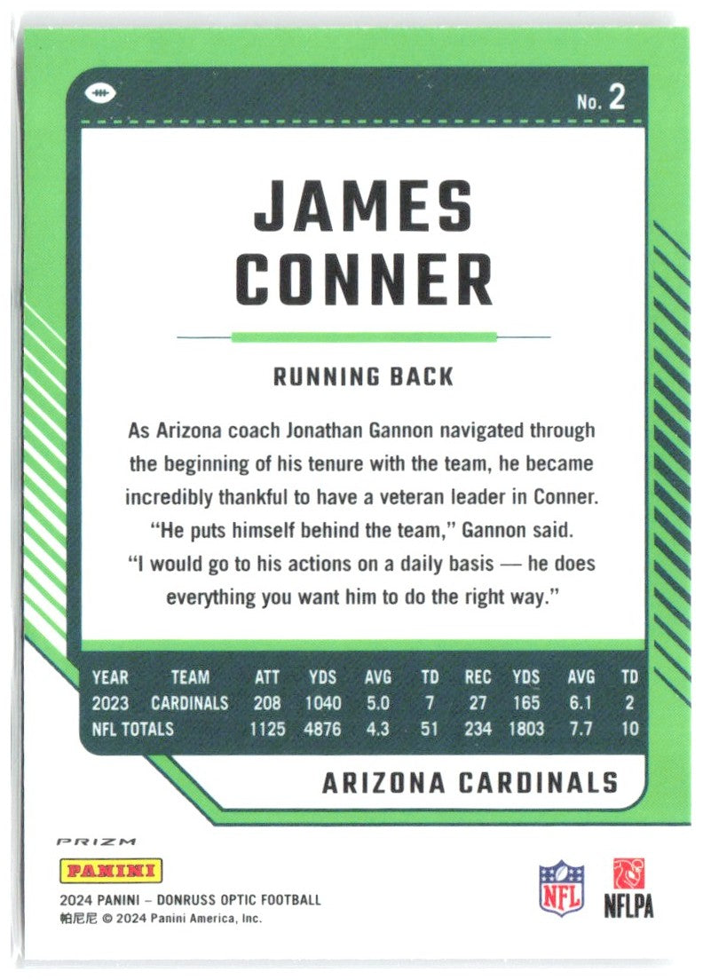 James Conner Donruss Optic - Holo 2 2024 Arizona Cardinals