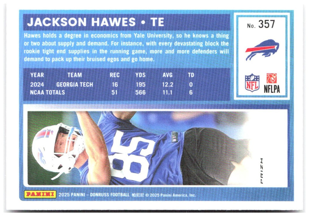 Jackson Hawes Donruss Optic - Pink 224 2025 Buffalo Bills