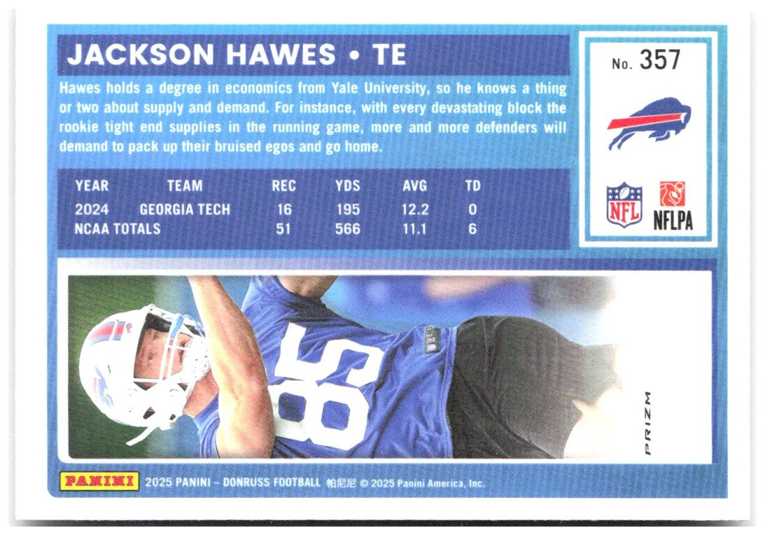 Jackson Hawes Donruss Optic - Pink 224 2025 Buffalo Bills