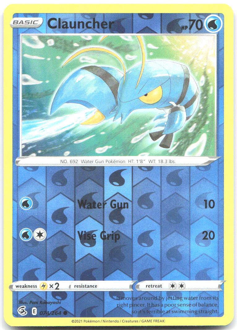 Clauncher Reverse Holo Common SWSH08 Fusion Strike 074/264 NM Pani Kobayashi