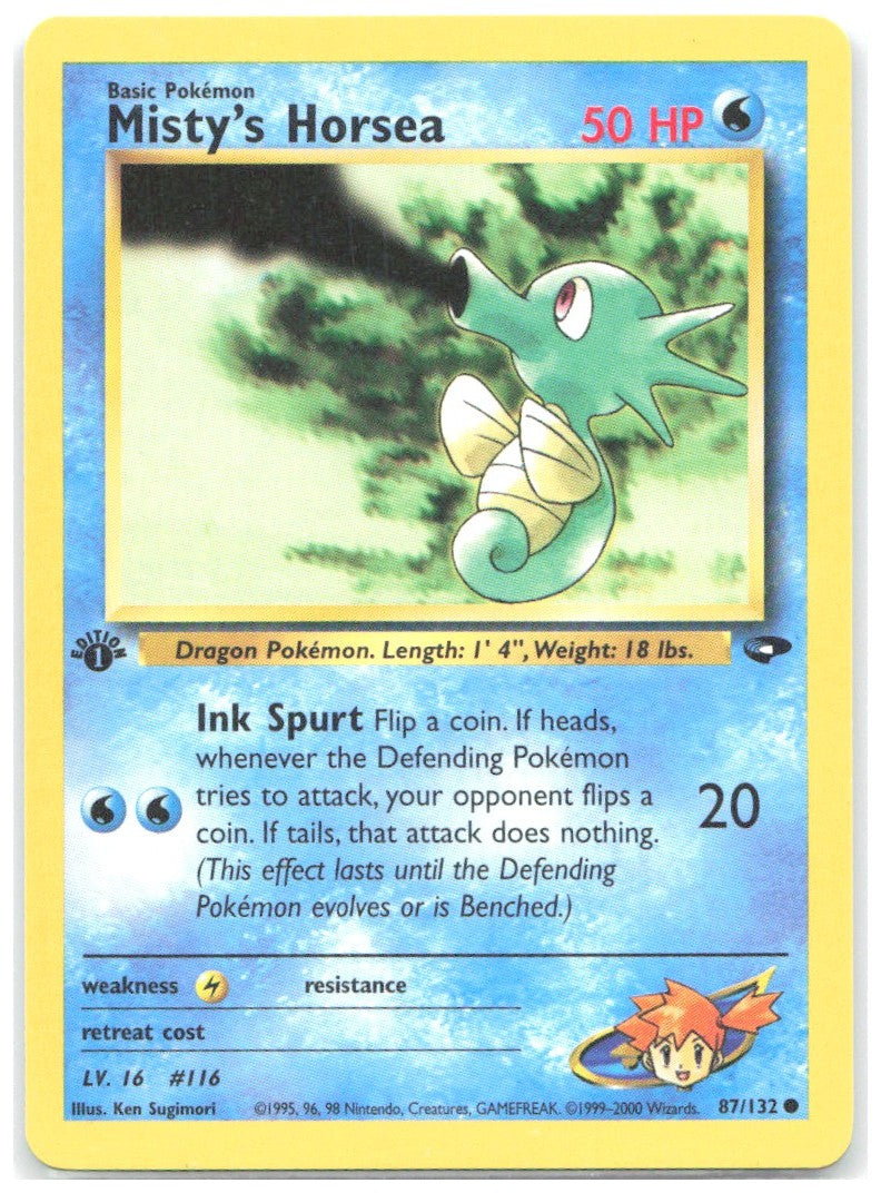 Misty's Horsea 1st Edition Common Gym Challenge 087/132 NM Ken Sugimori