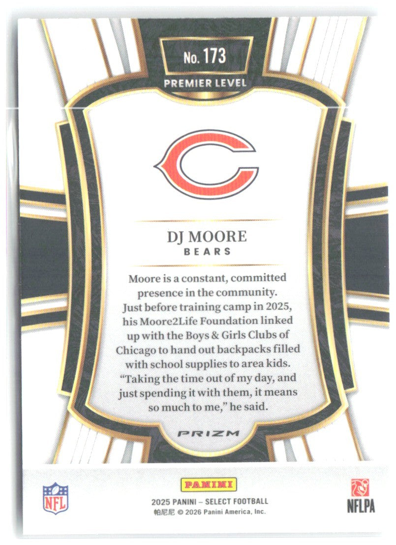 DJ Moore Panini Select - Silver Prizm 173 2025 Chicago Bears