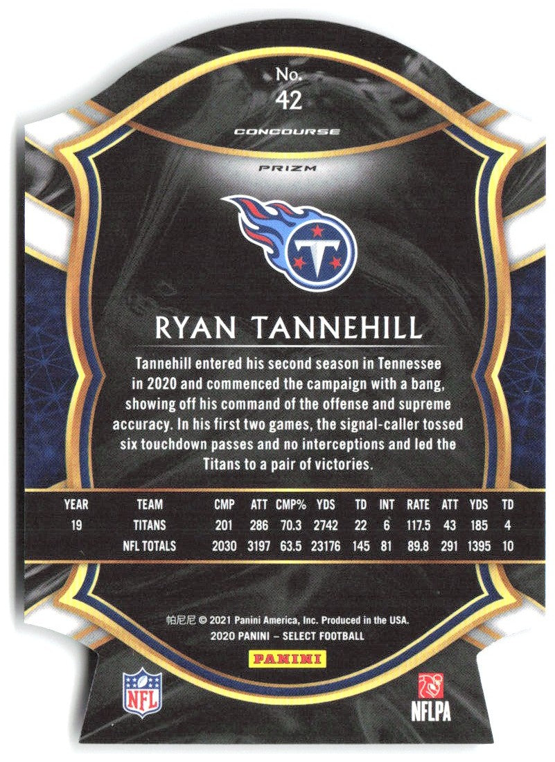 Ryan Tannehill Panini Select - Purple Prizm Die Cut 42 2020 Tennessee Titans
