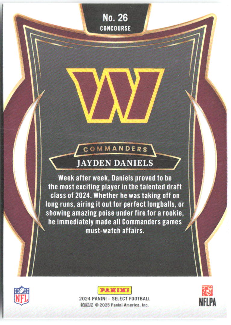 Jayden Daniels Panini Select 26 2024 Washington Commanders RC