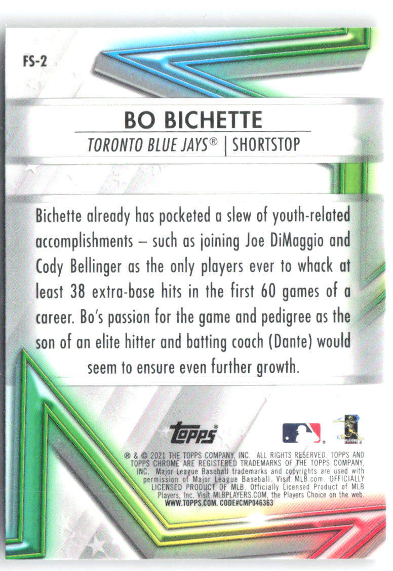 Bo Bichette Topps Chrome - Future Stars FS-2 2021 Toronto Blue Jays