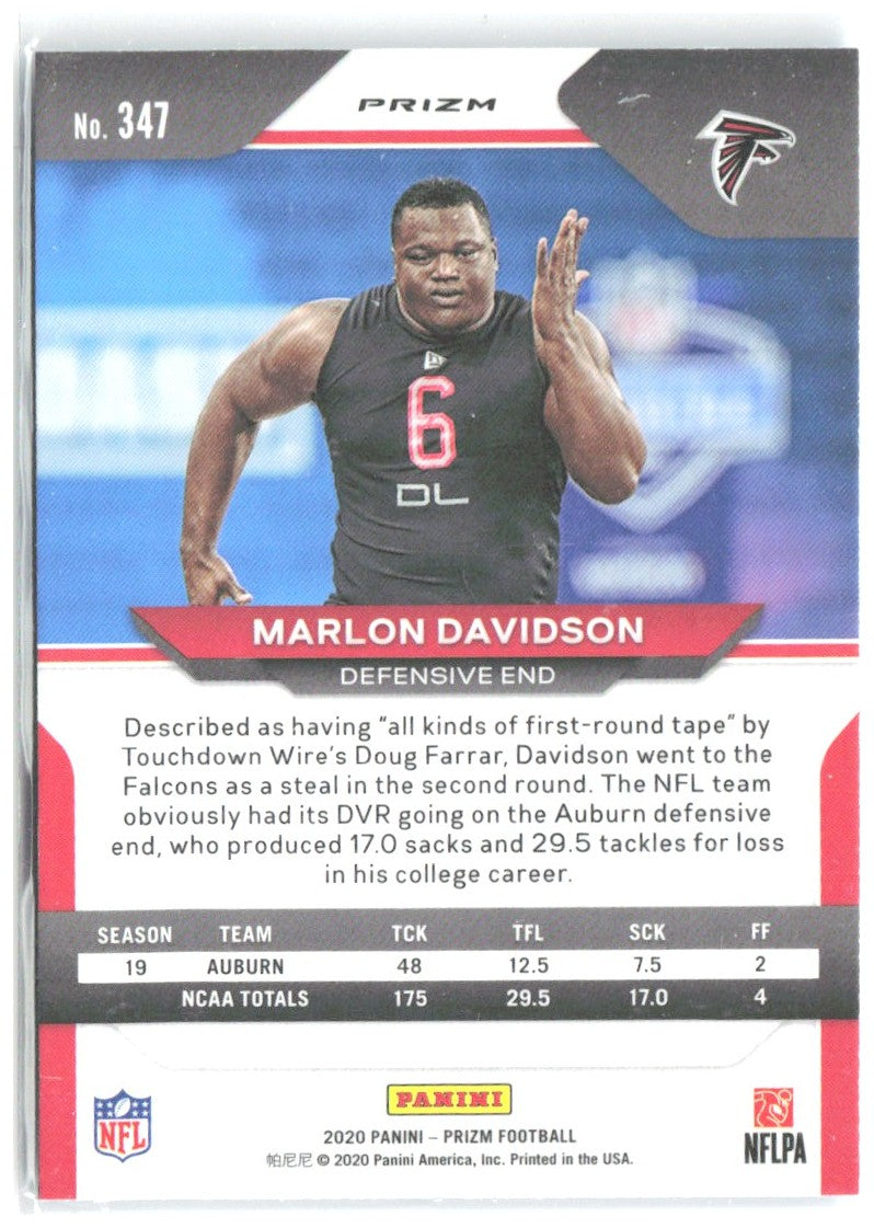 Marlon Davidson Panini Prizm - Prizm Light Blue 347 2020 Atlanta Falcons