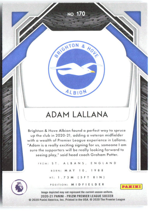 Adam Lallana Panini Prizm Premier League 170 2020-21 Brighton & Hove Albion