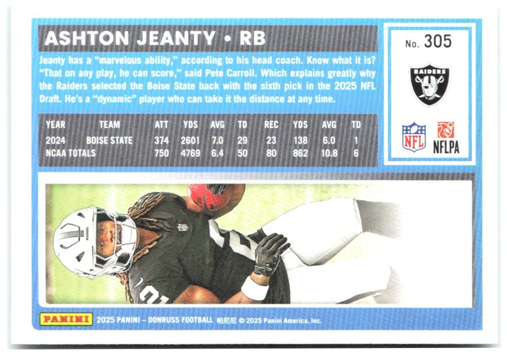 Ashton Jeanty Donruss - Press Proofs Green 305 2025 Las Vegas Raiders