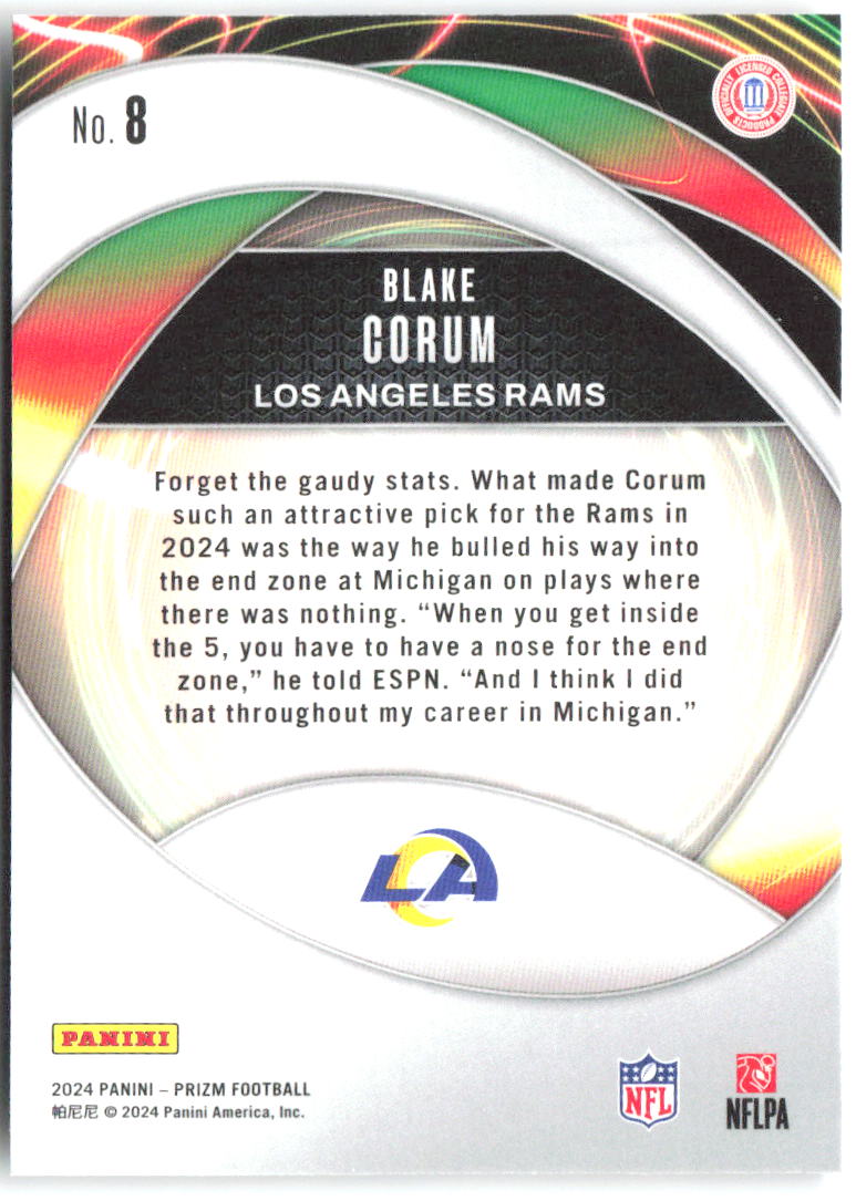 Blake Corum Panini Prizm - Portals 8 2024 Los Angeles Rams / Michigan Wolverines