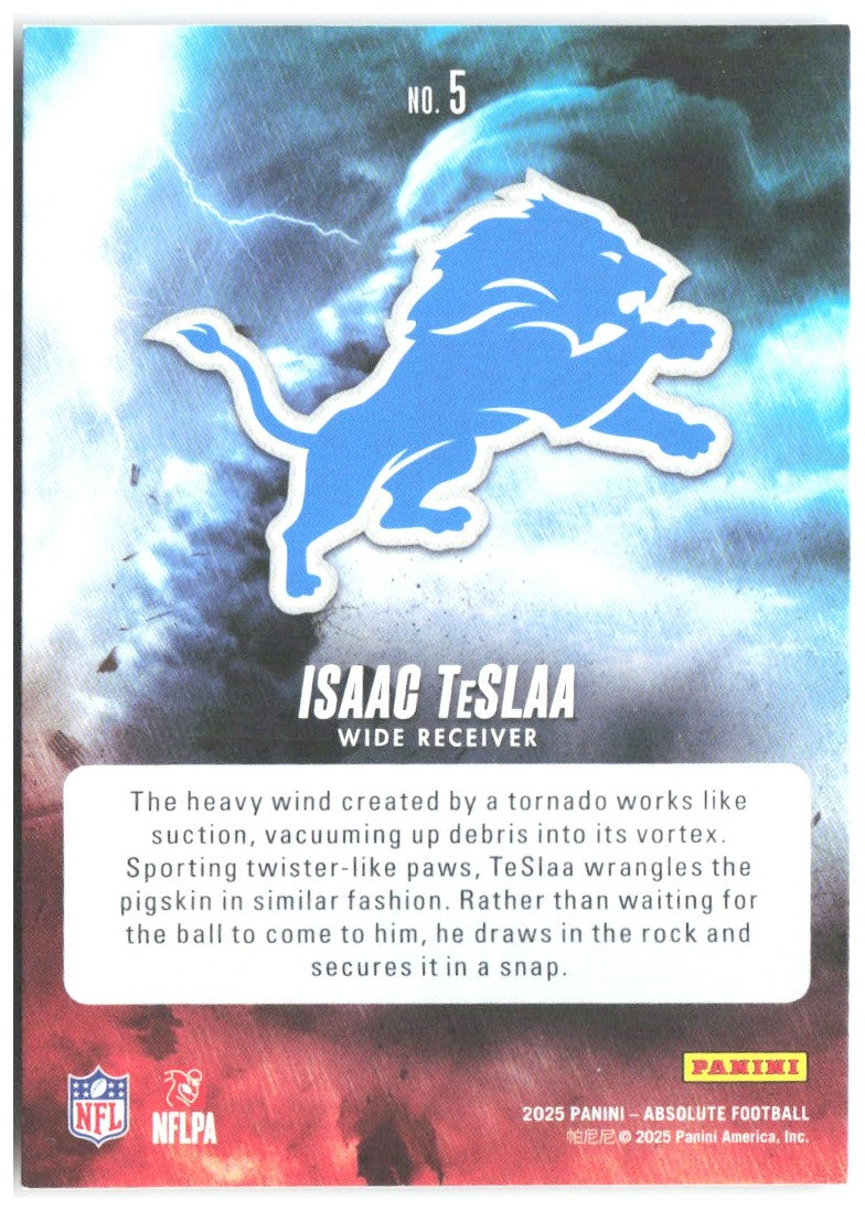 Isaac TeSlaa Panini Absolute - By Storm 5 2025 Detroit Lions