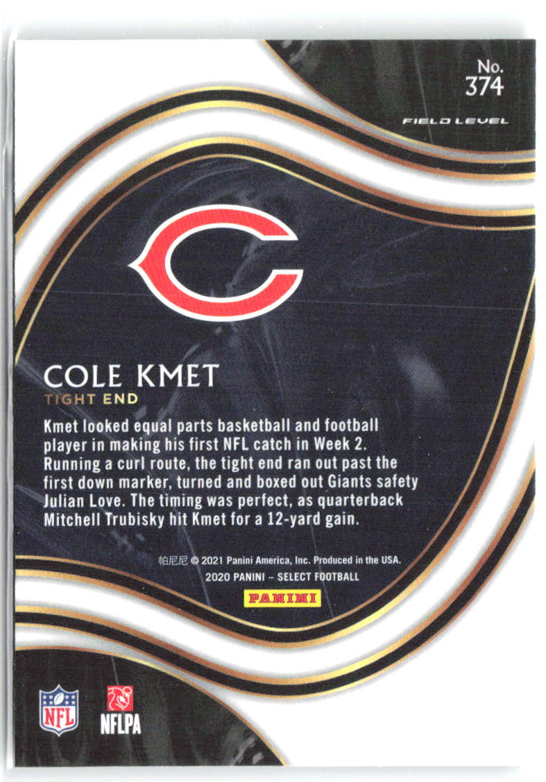 Cole Kmet Panini Select 374 2020 Chicago Bears RC