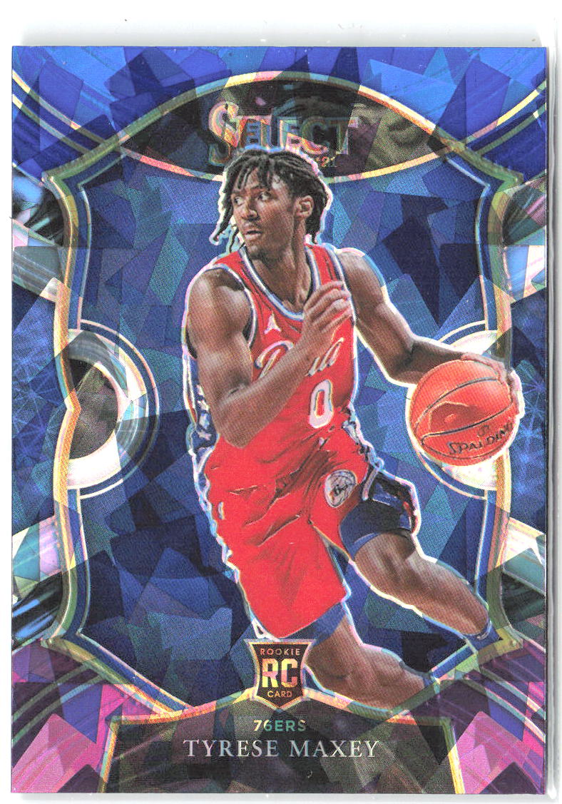 Tyrese Maxey Select Blue White Purple Cracked Ice 81 2020-21 Philadelphia 76ers