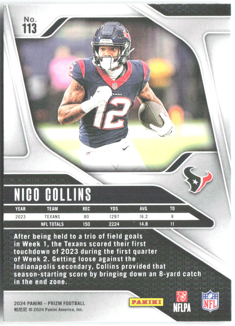 Nico Collins Panini Prizm 113 2024 Houston Texans