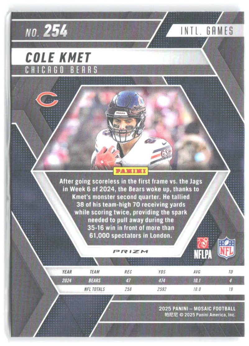 Cole Kmet Panini Mosaic - Mosaic Reactive Blue 254 2025 Chicago Bears