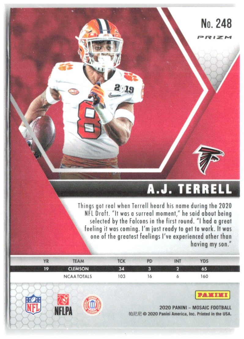 A.J. Terrell Panini Mosaic - Prizm Camo Pink 248 2020 Atlanta Falcons