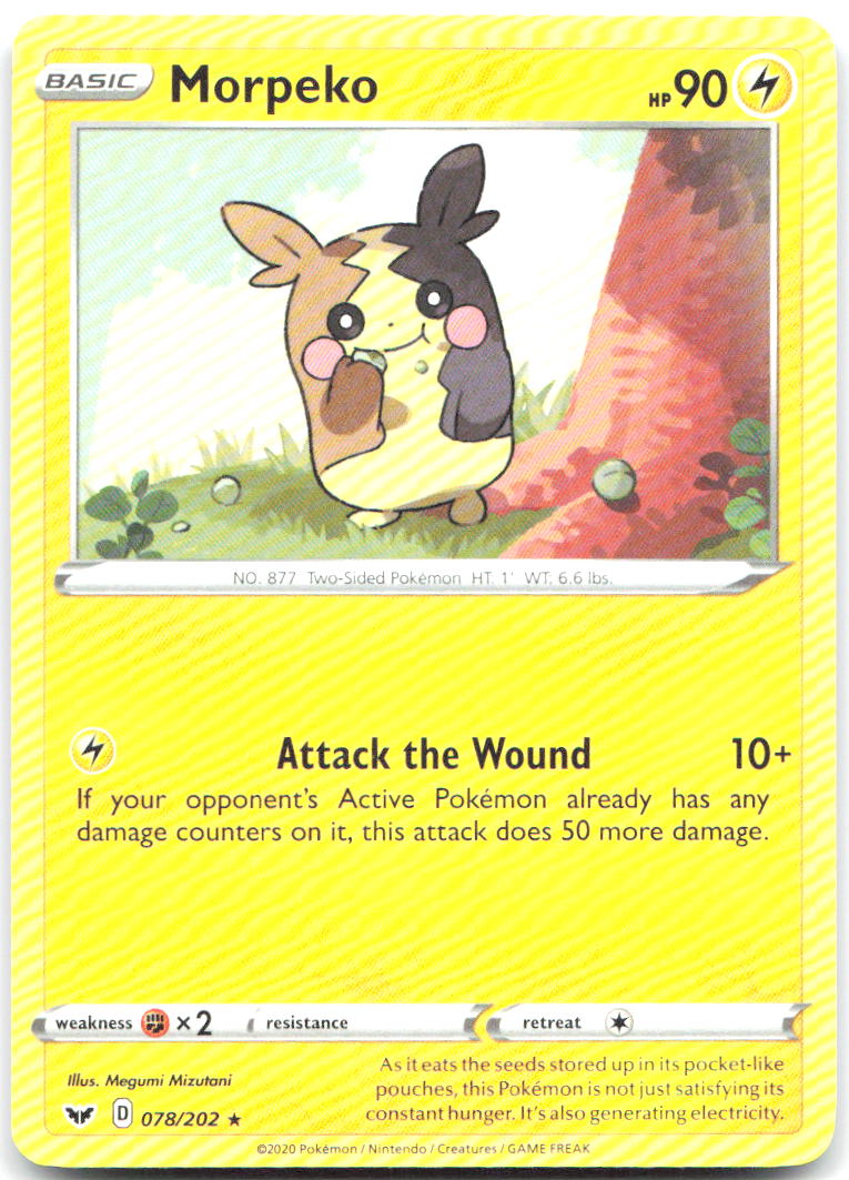 Morpeko Rare SWSH01: Sword & Shield Base Set 078/202 NM Akira Komayama