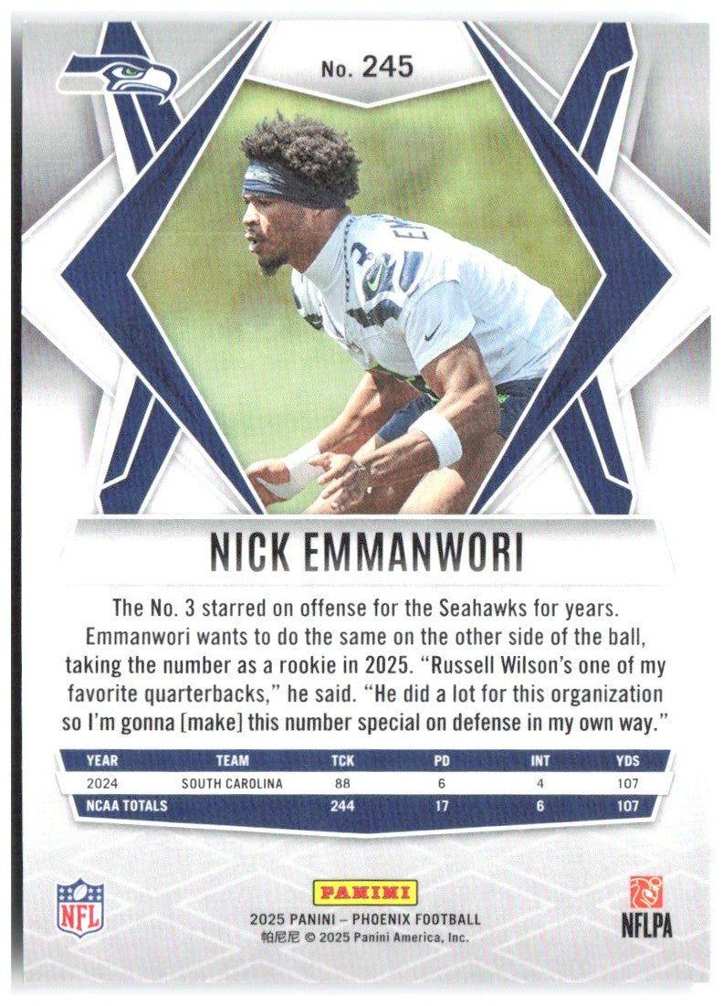 Nick Emmanwori Panini Phoenix - Silver Pyramids Prizm 245 2025 Seattle Seahawks