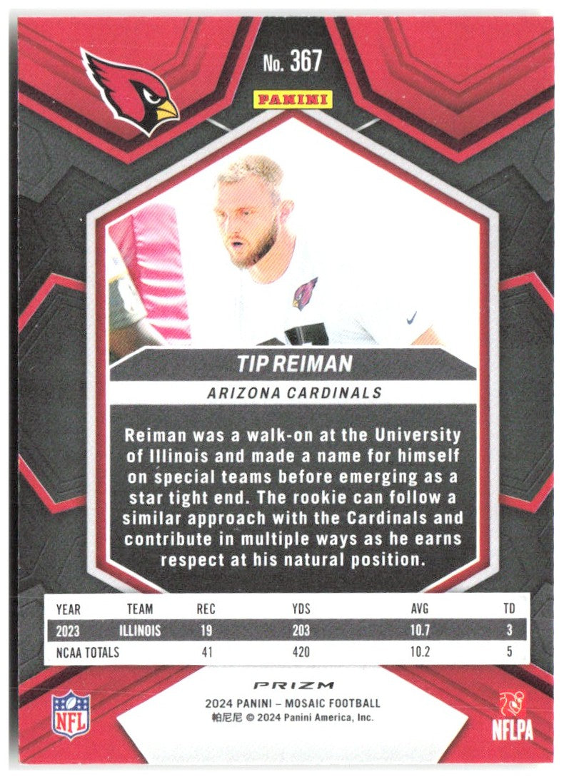 Tip Reiman Panini Mosaic - Mosaic Reactive Yellow 367 2024 Arizona Cardinals