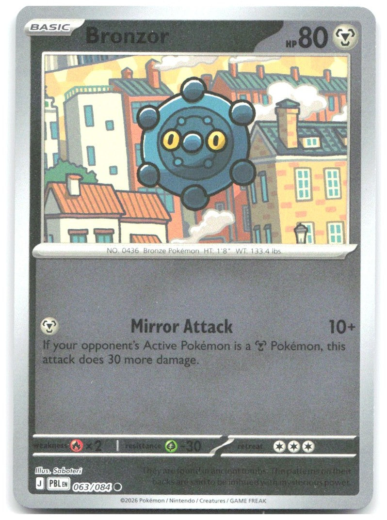 Bronzor Reverse Holo Common ME05 Pitch Black 063/084 NM Saboteri